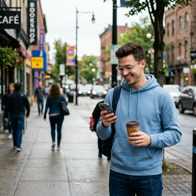 Hombre consultando su perfil de inversión en la ciudad